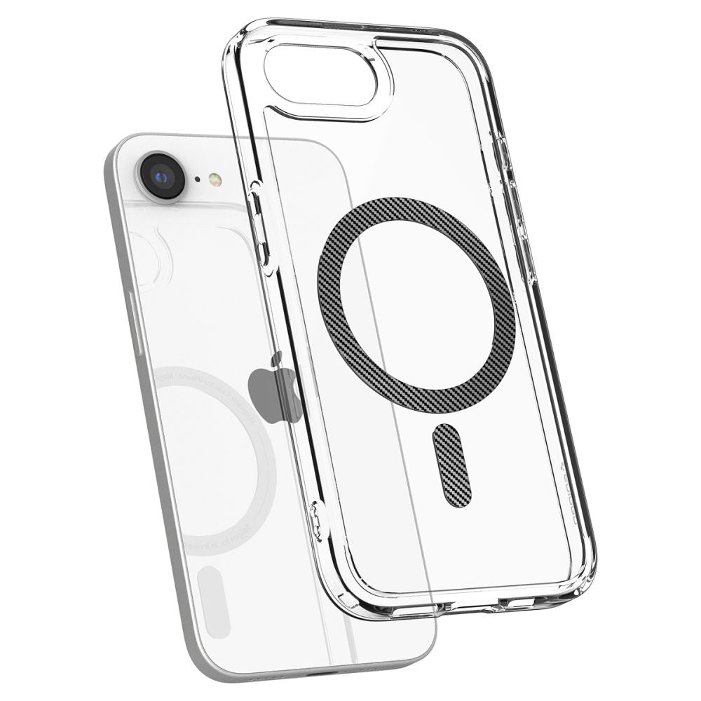MagSafe puzdro pre Apple iPhone 17e / 16e, Spigen, Ultra Hybrid Carbon, priehľadné ACS09140