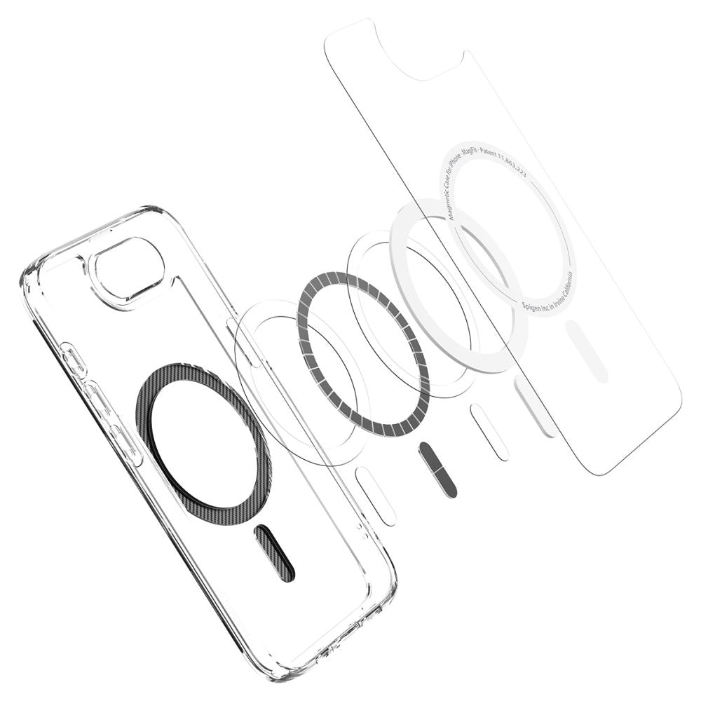 MagSafe puzdro pre Apple iPhone 17e / 16e, Spigen, Ultra Hybrid Carbon, priehľadné ACS09140