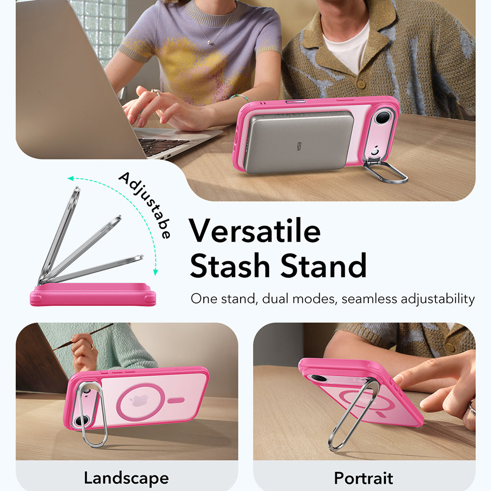 Puzdro MagSafe pre Apple iPhone 17 Air, ESR, Classic Hybrid Kickstand, Saténové Ružové