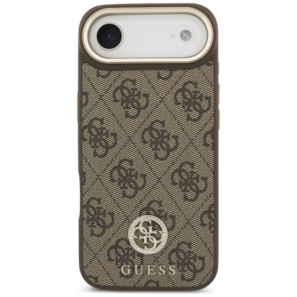 Puzdro MagSafe pre Apple iPhone 17 Air, Guess, 4G Strass Logo with Big Strap, Hnedé