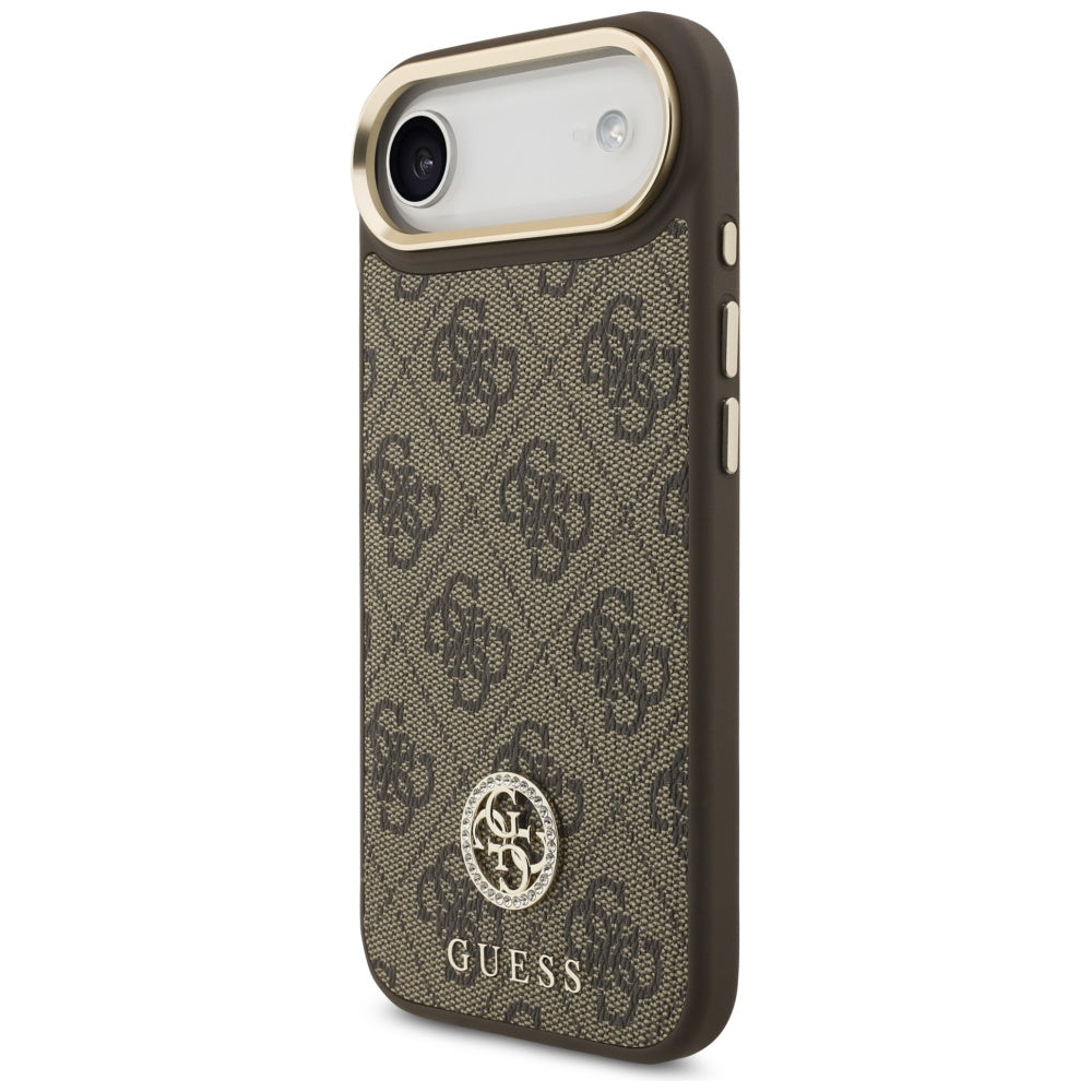 Puzdro MagSafe pre Apple iPhone 17 Air, Guess, 4G Strass Logo with Big Strap, Hnedé
