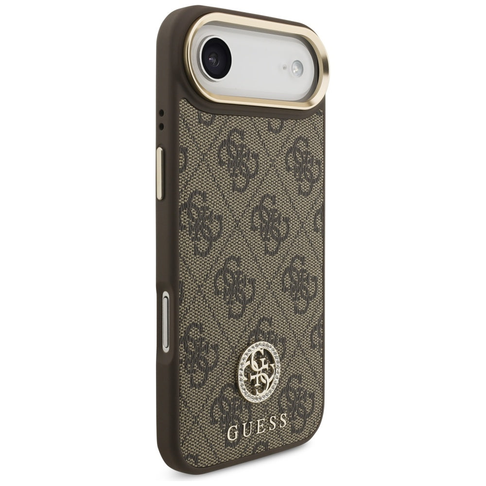 Puzdro MagSafe pre Apple iPhone 17 Air, Guess, 4G Strass Logo with Big Strap, Hnedé