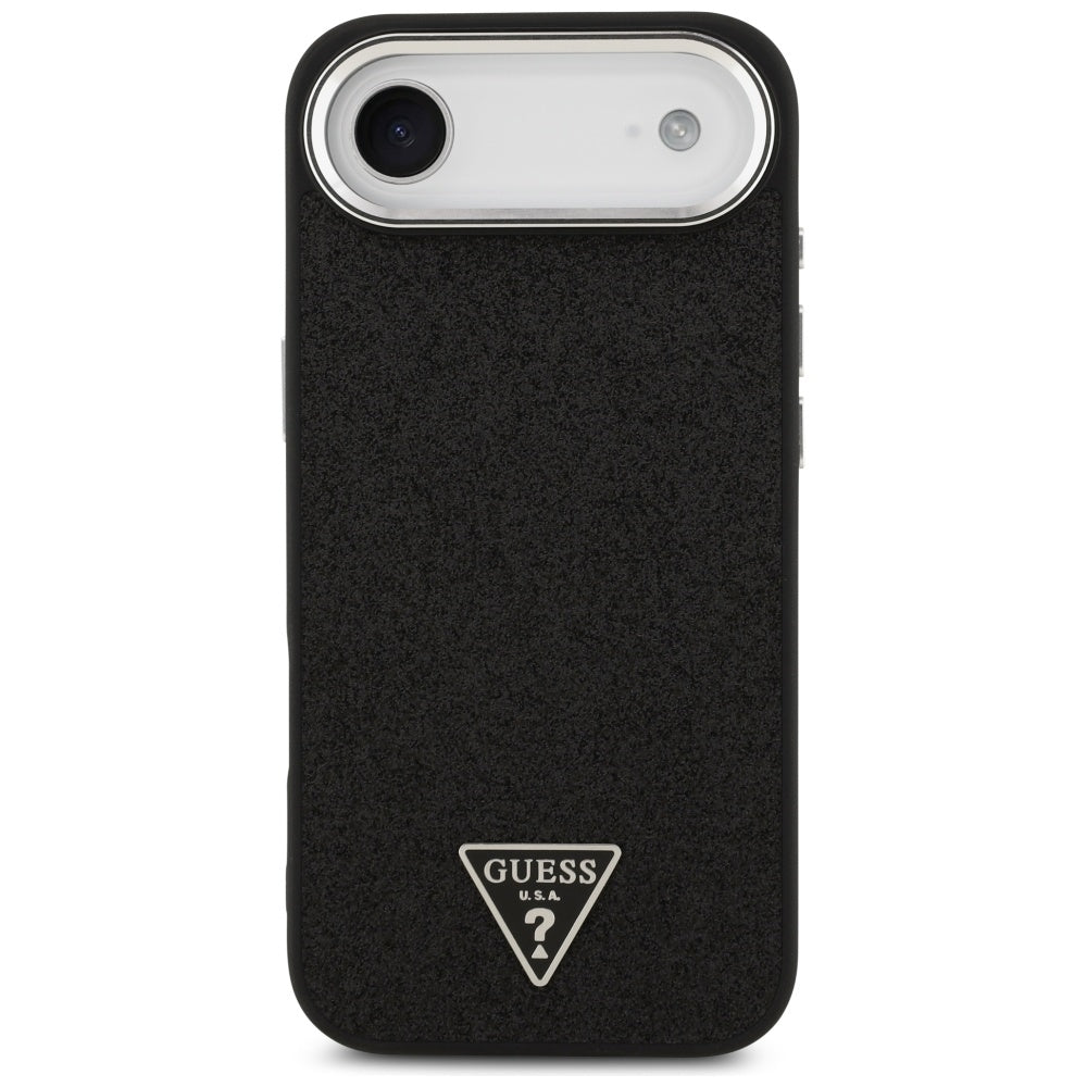 Puzdro MagSafe pre Apple iPhone 17 Air, Guess, Glitter Triangle Logo, Čierne