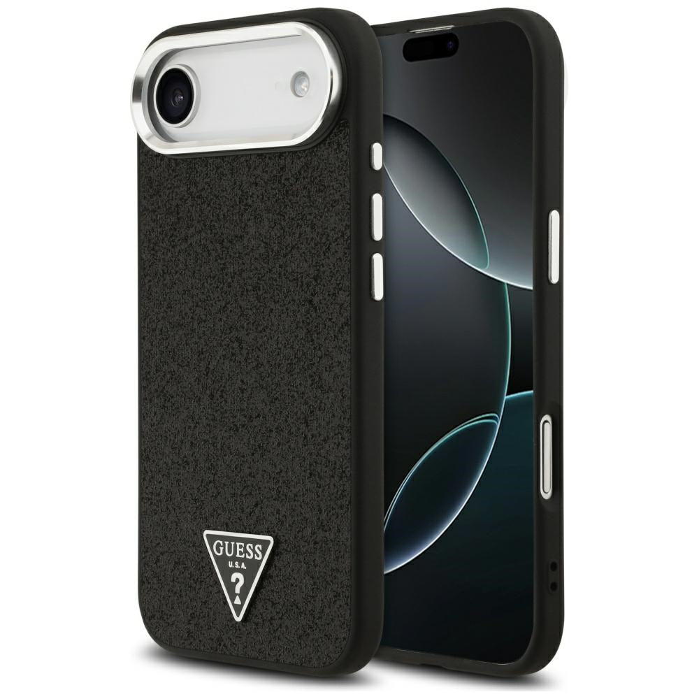 Puzdro MagSafe pre Apple iPhone 17 Air, Guess, Glitter Triangle Logo, Čierne