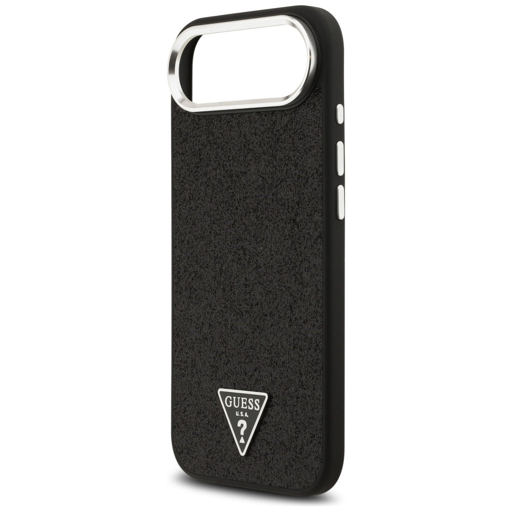 Puzdro MagSafe pre Apple iPhone 17 Air, Guess, Glitter Triangle Logo, Čierne