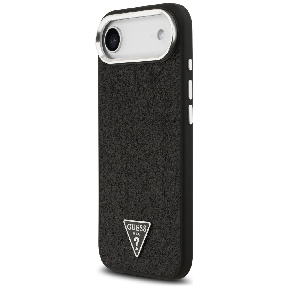Puzdro MagSafe pre Apple iPhone 17 Air, Guess, Glitter Triangle Logo, Čierne