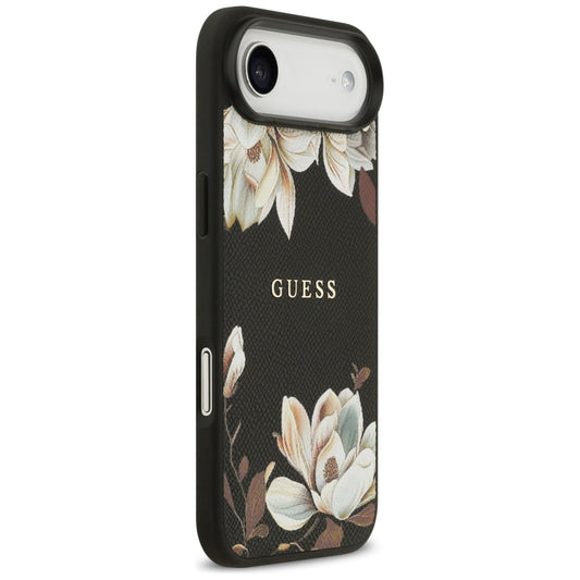 Puzdro MagSafe pre Apple iPhone 17 Air, Guess, Grained Flowers, Čierne