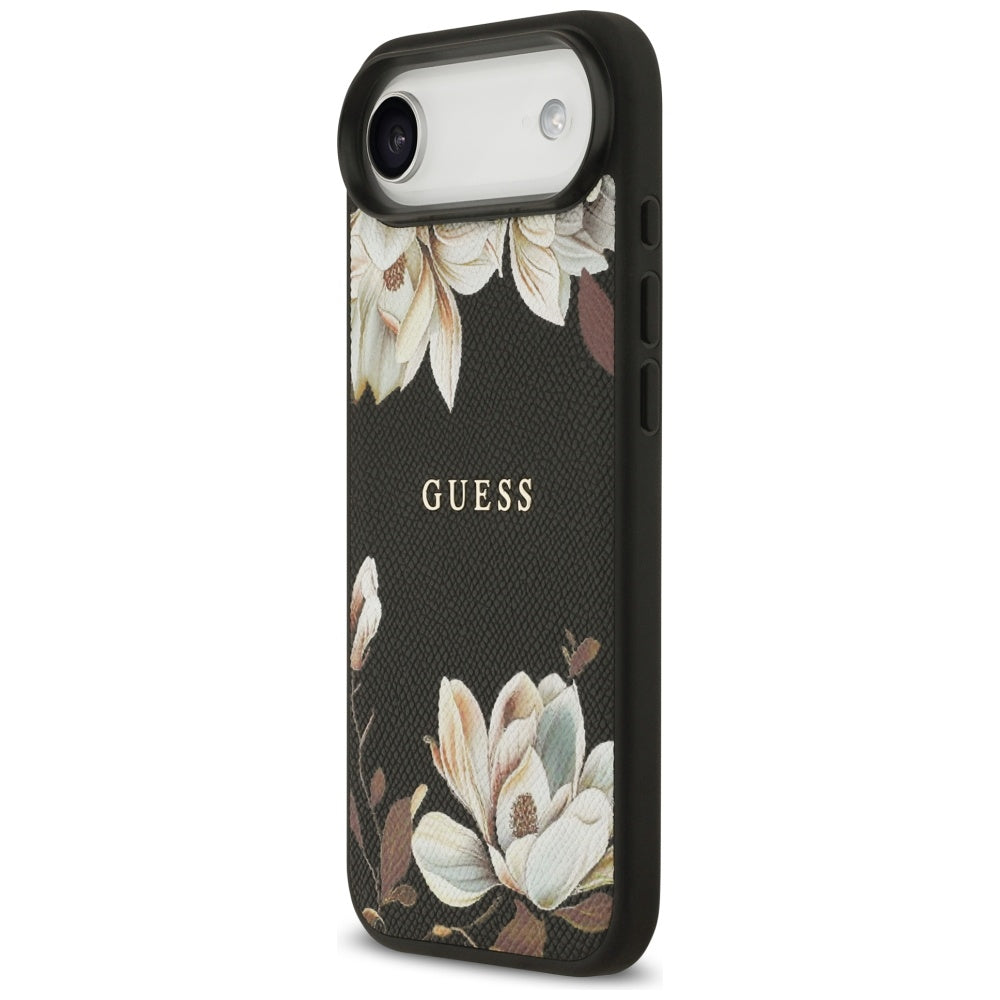 Puzdro MagSafe pre Apple iPhone 17 Air, Guess, Grained Flowers, Čierne