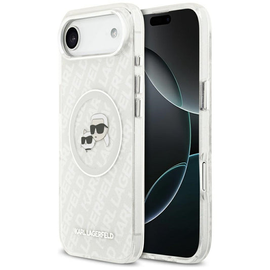 Puzdro MagSafe pre Apple iPhone 17 Air, Karl Lagerfeld, IML Glitter Karl & Choupette`s Heads, Sivá
