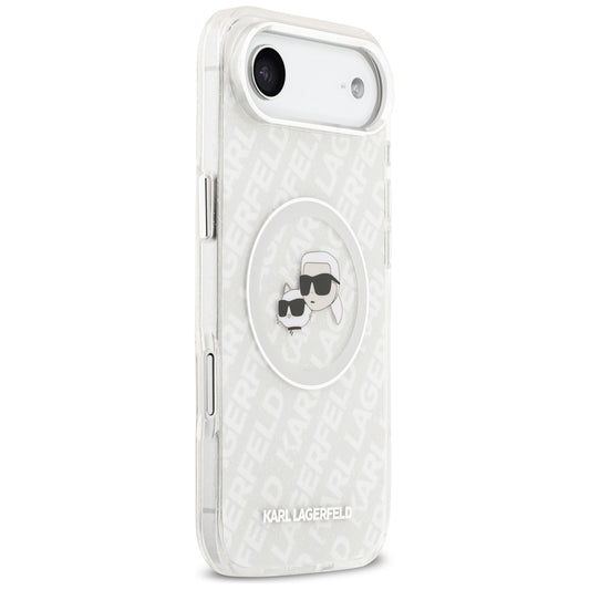 Puzdro MagSafe pre Apple iPhone 17 Air, Karl Lagerfeld, IML Glitter Karl & Choupette`s Heads, Sivá