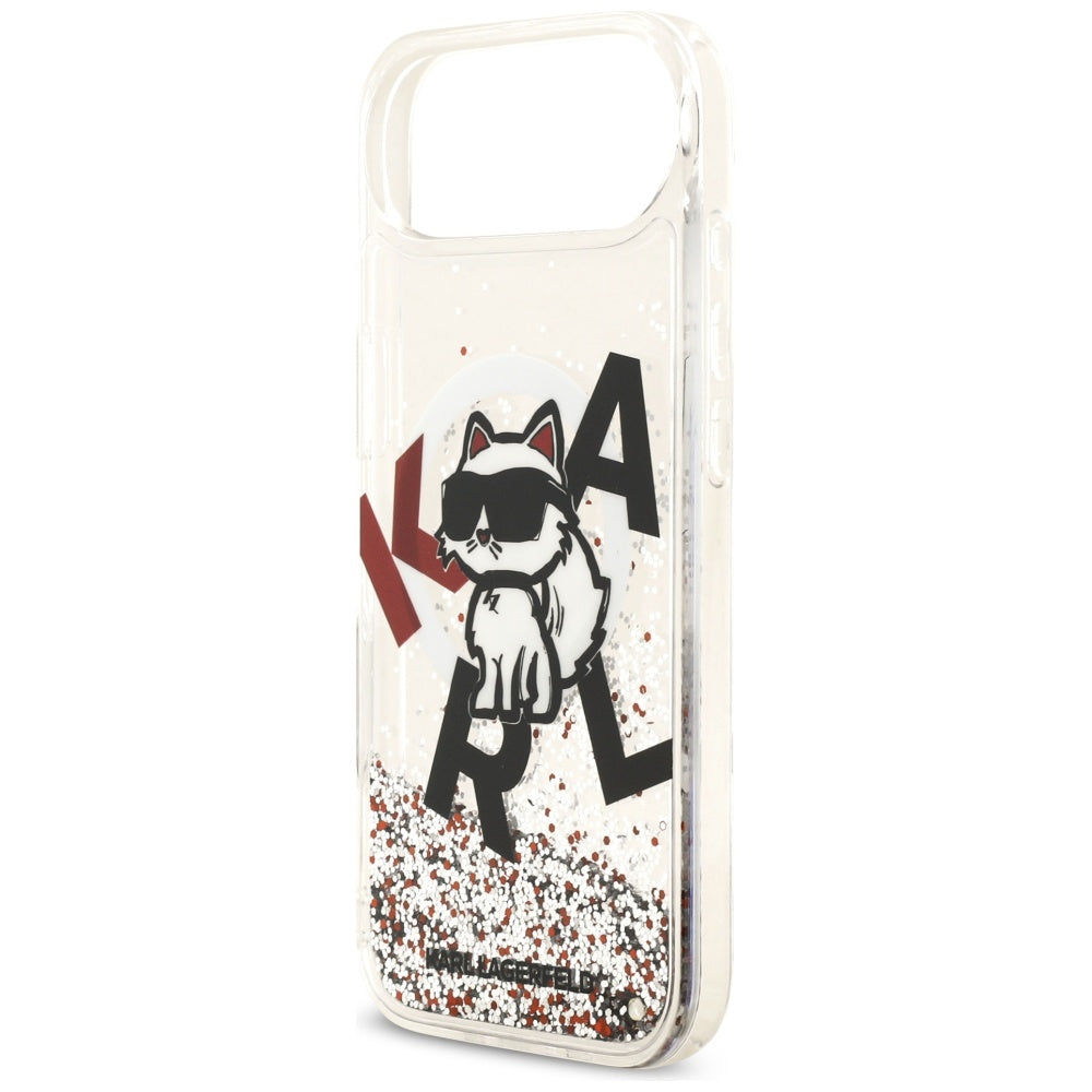 Puzdro MagSafe pre Apple iPhone 17 Air, Karl Lagerfeld, Liquid Glitter Choupette Logo, Transparentné