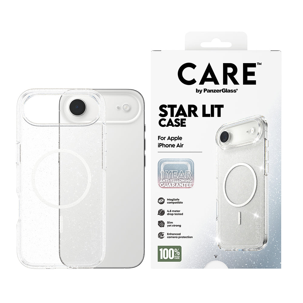 Puzdro MagSafe pre Apple iPhone 17 Air, PanzerGlass, Care Urban Explorer Star Lit, Biela Transparentná