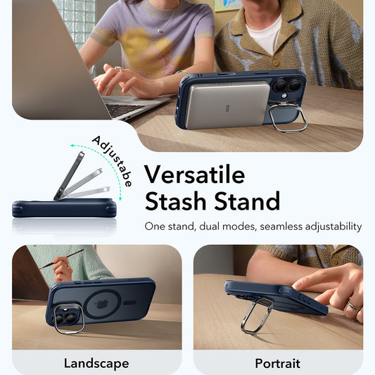 Puzdro MagSafe pre Apple iPhone 17, ESR, Classic Hybrid Kickstand, Saténová Modrá