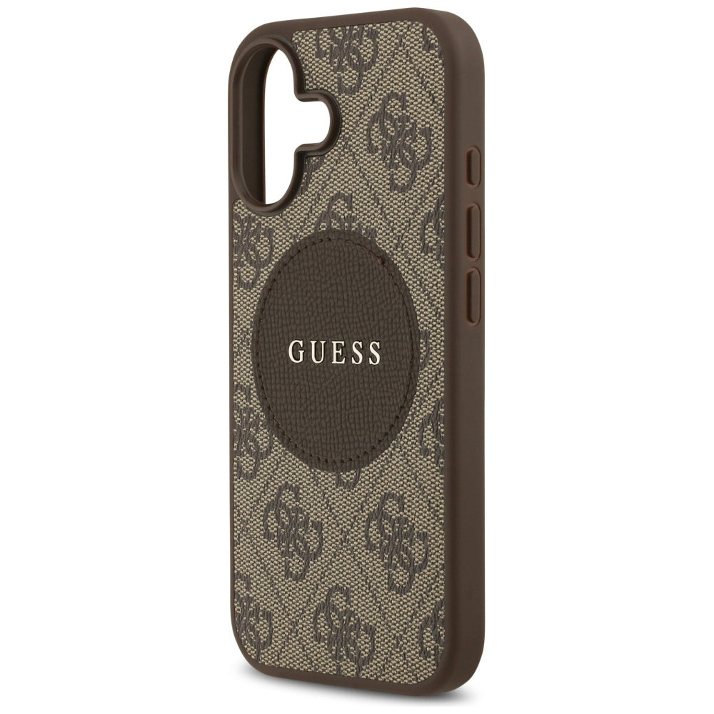 Puzdro MagSafe pre Apple iPhone 17, Guess, 4G Circle Classic Logo, Hnedá