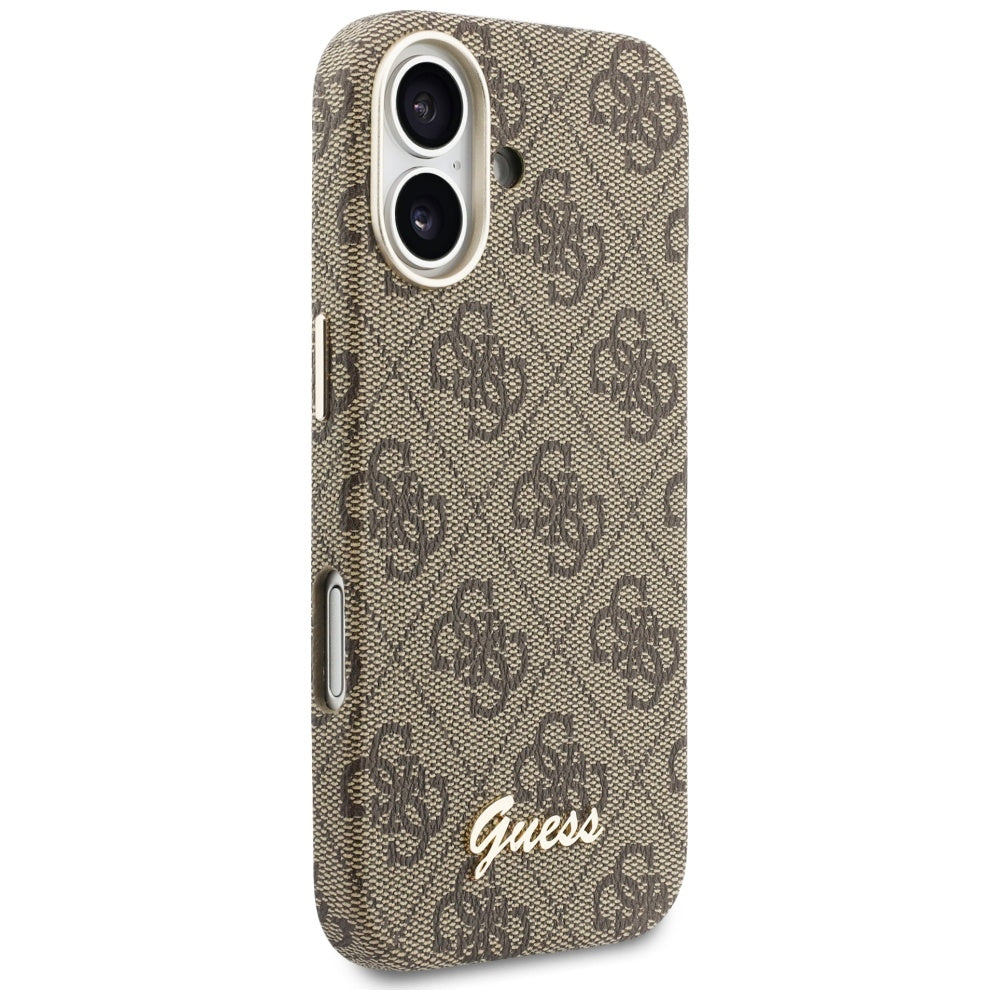 Puzdro MagSafe pre Apple iPhone 17, Guess, 4G Script Logo, Hnedé