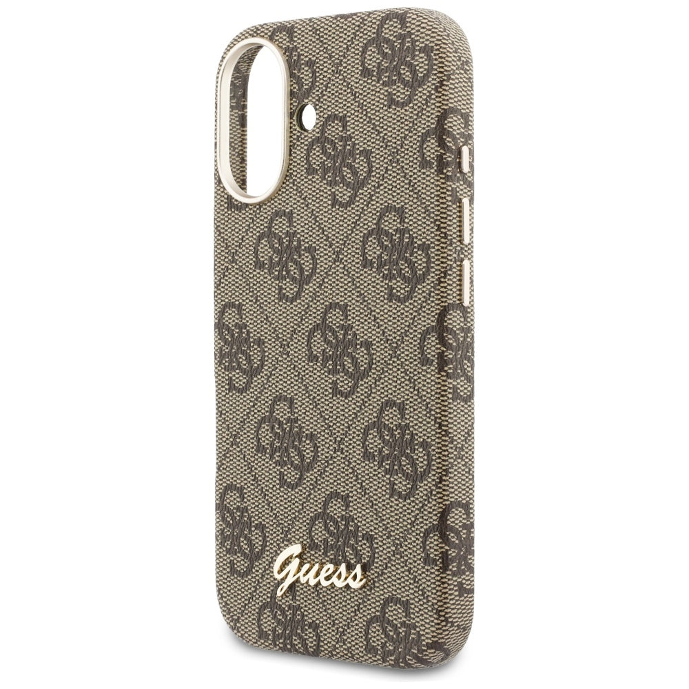 Puzdro MagSafe pre Apple iPhone 17, Guess, 4G Script Logo, Hnedé