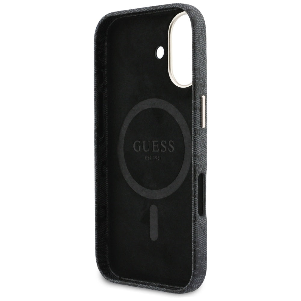 Puzdro MagSafe pre Apple iPhone 17, Guess, 4G Script Logo, Čierne
