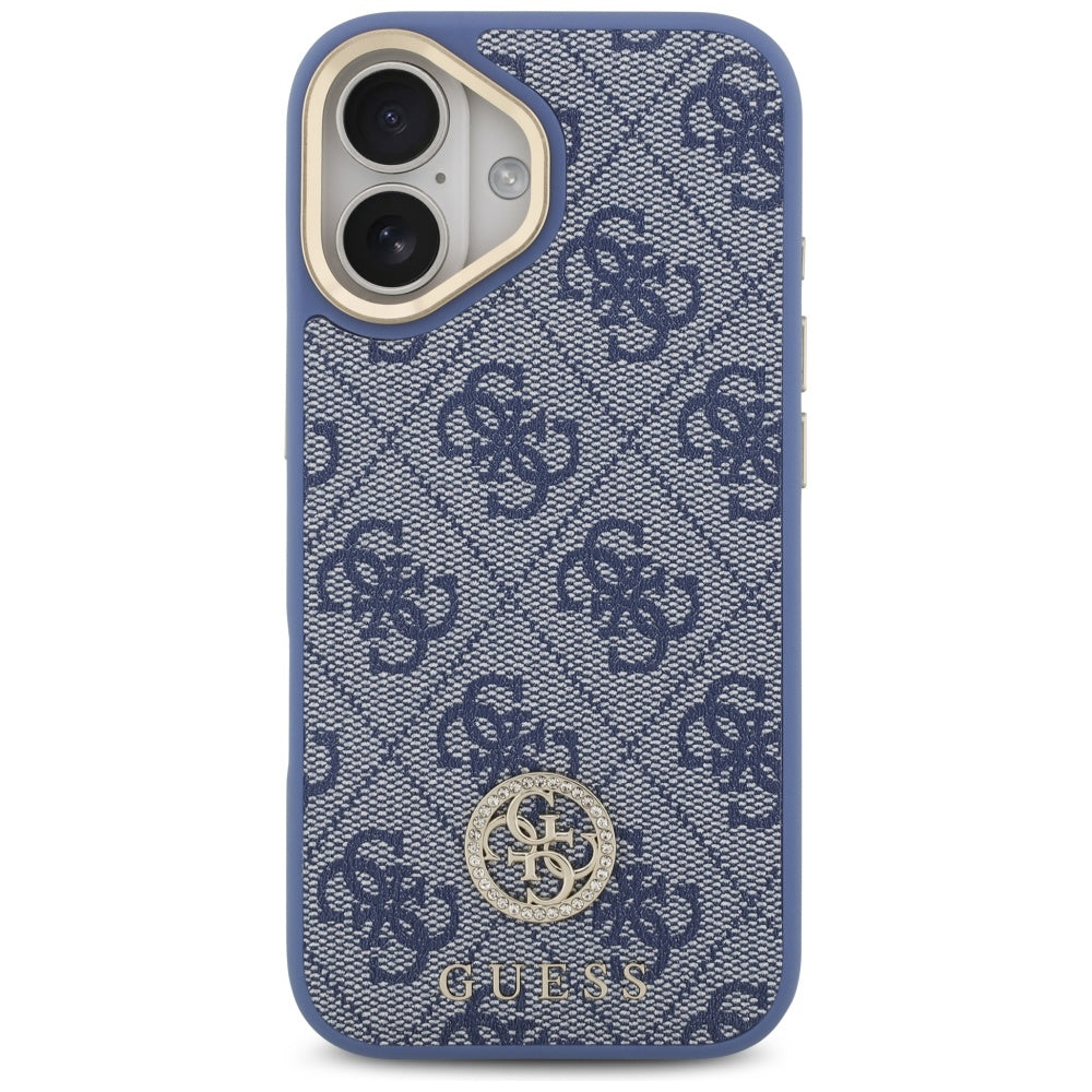 Puzdro MagSafe pre Apple iPhone 17, Guess, 4G Strass Logo with Big Strap, Modrá