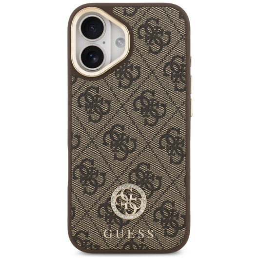 Puzdro MagSafe pre Apple iPhone 17, Guess, 4G Strass Logo with Big Strap, Hnedé