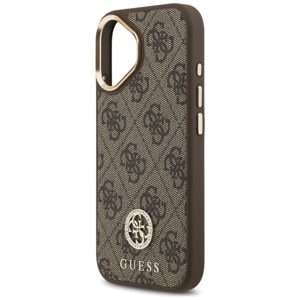Puzdro MagSafe pre Apple iPhone 17, Guess, 4G Strass Logo with Big Strap, Hnedé