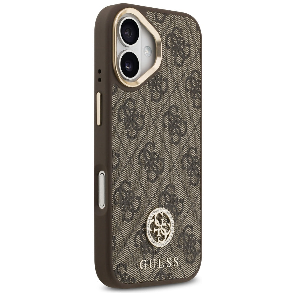 Puzdro MagSafe pre Apple iPhone 17, Guess, 4G Strass Logo with Big Strap, Hnedé