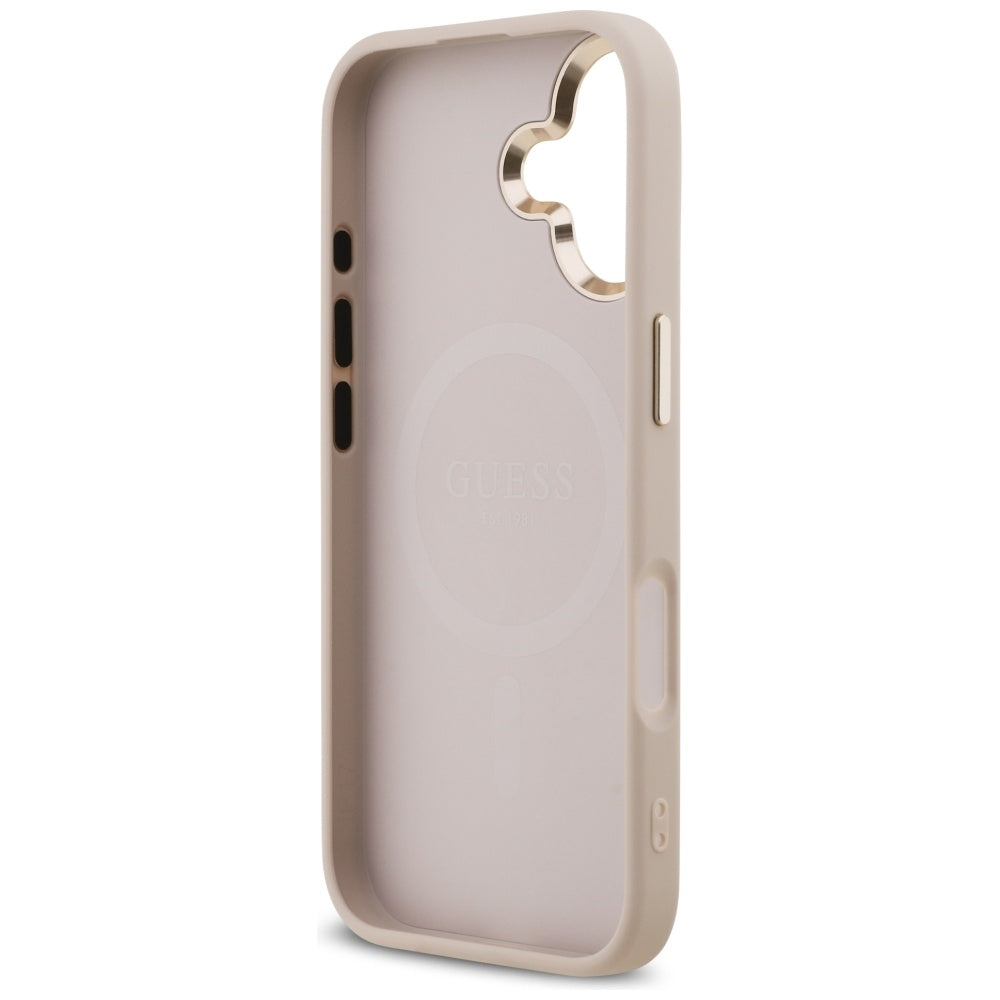 MagSafe Case for Apple iPhone 17, Guess, 4G Triangle Logo, Golden Pink