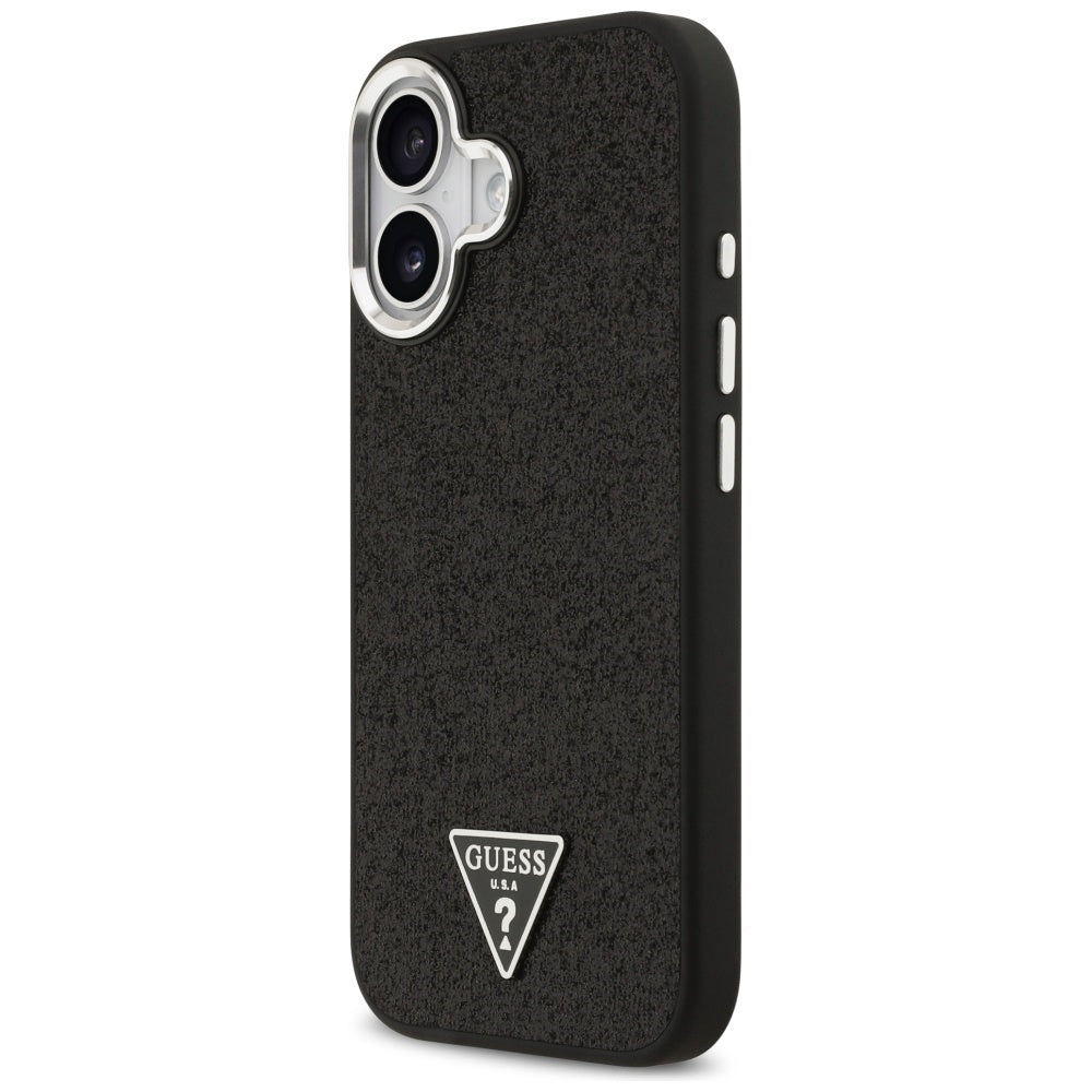 Puzdro MagSafe pre Apple iPhone 17, Guess, Glitter Triangle Logo, Čierne