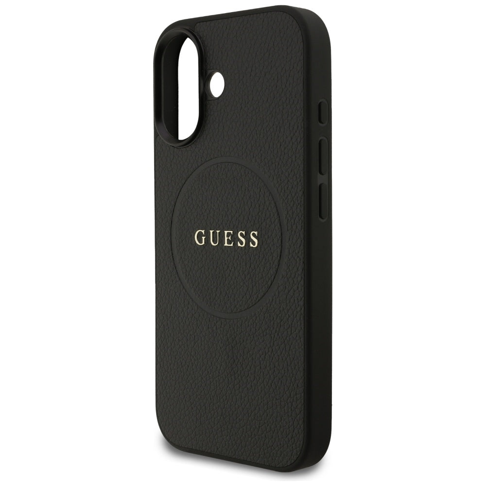 Puzdro MagSafe pre Apple iPhone 17, Guess, Grained Gold Ring, Čierne
