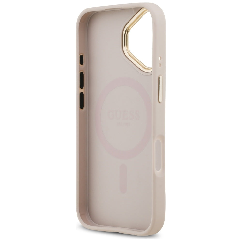 MagSafe Case for Apple iPhone 17, Guess, Grained Strass Logo, Pink