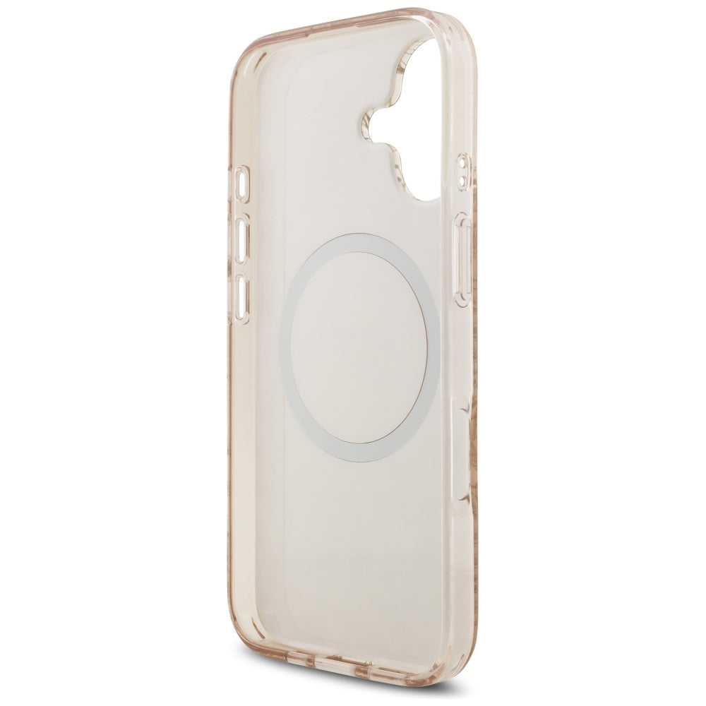 Puzdro MagSafe pre Apple iPhone 17, Guess, IML Flowers Allover Electroplated with Pearl Strap, Čierne