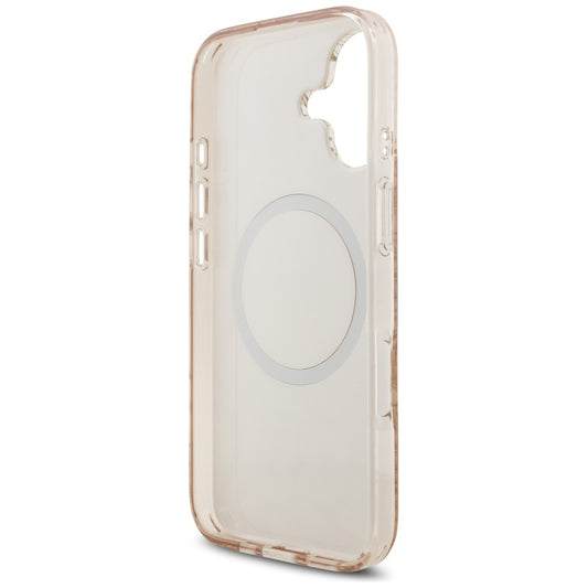 Puzdro MagSafe pre Apple iPhone 17, Guess, IML Flowers Allover Electroplated with Pearl Strap, Čierne