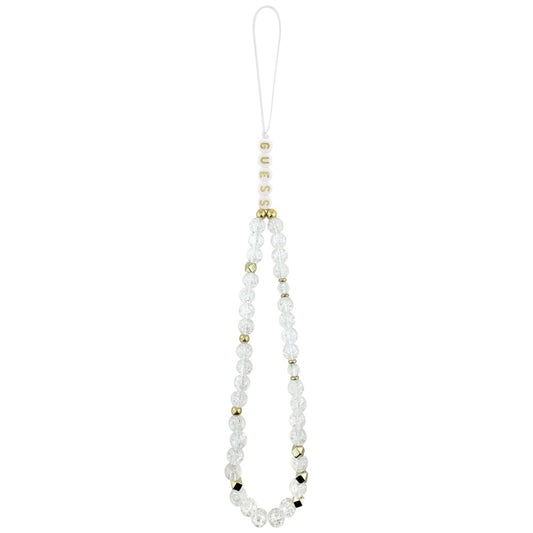 Puzdro MagSafe pre Apple iPhone 17, Guess, IML Flowers with Pearl Strap, Biela