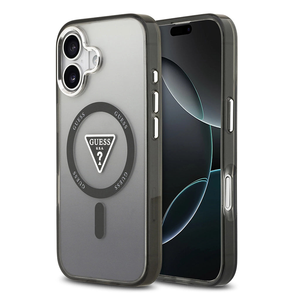 Puzdro MagSafe pre Apple iPhone 17, Guess, IML Gradient Triangle Logo, Čierne