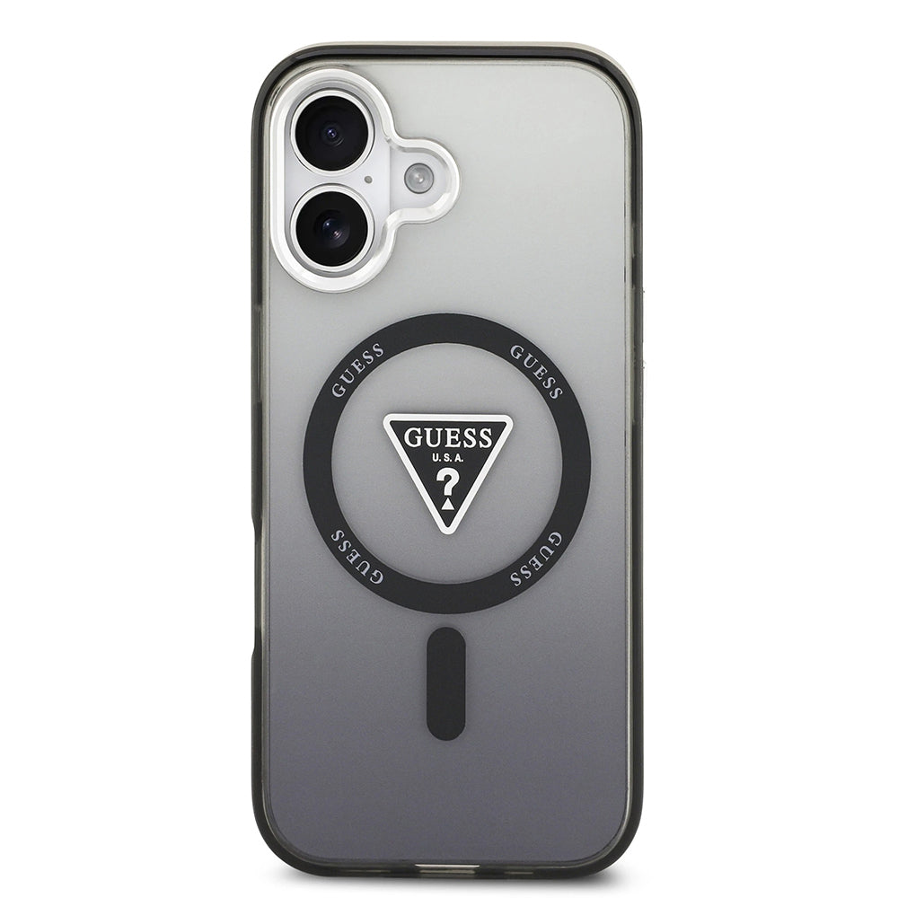 Puzdro MagSafe pre Apple iPhone 17, Guess, IML Gradient Triangle Logo, Čierne