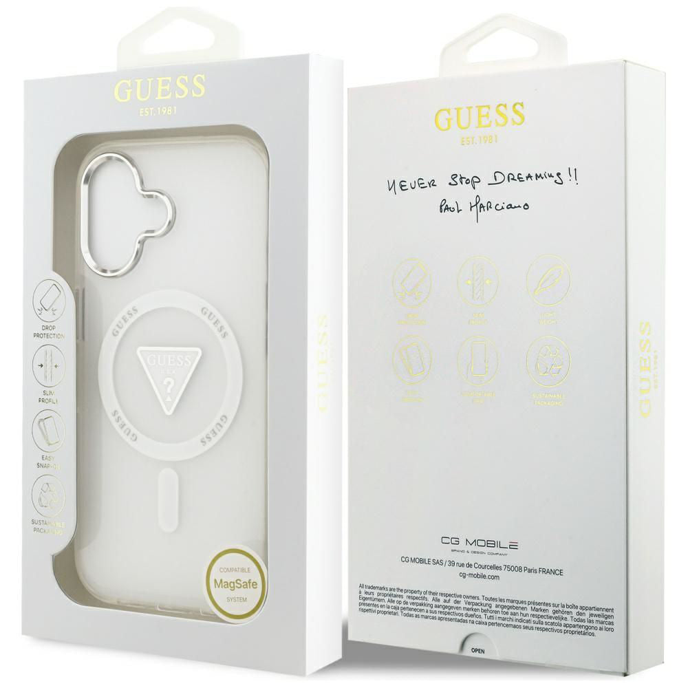 Puzdro MagSafe pre Apple iPhone 17, Guess, IML Gradient Triangle Logo, Transparent