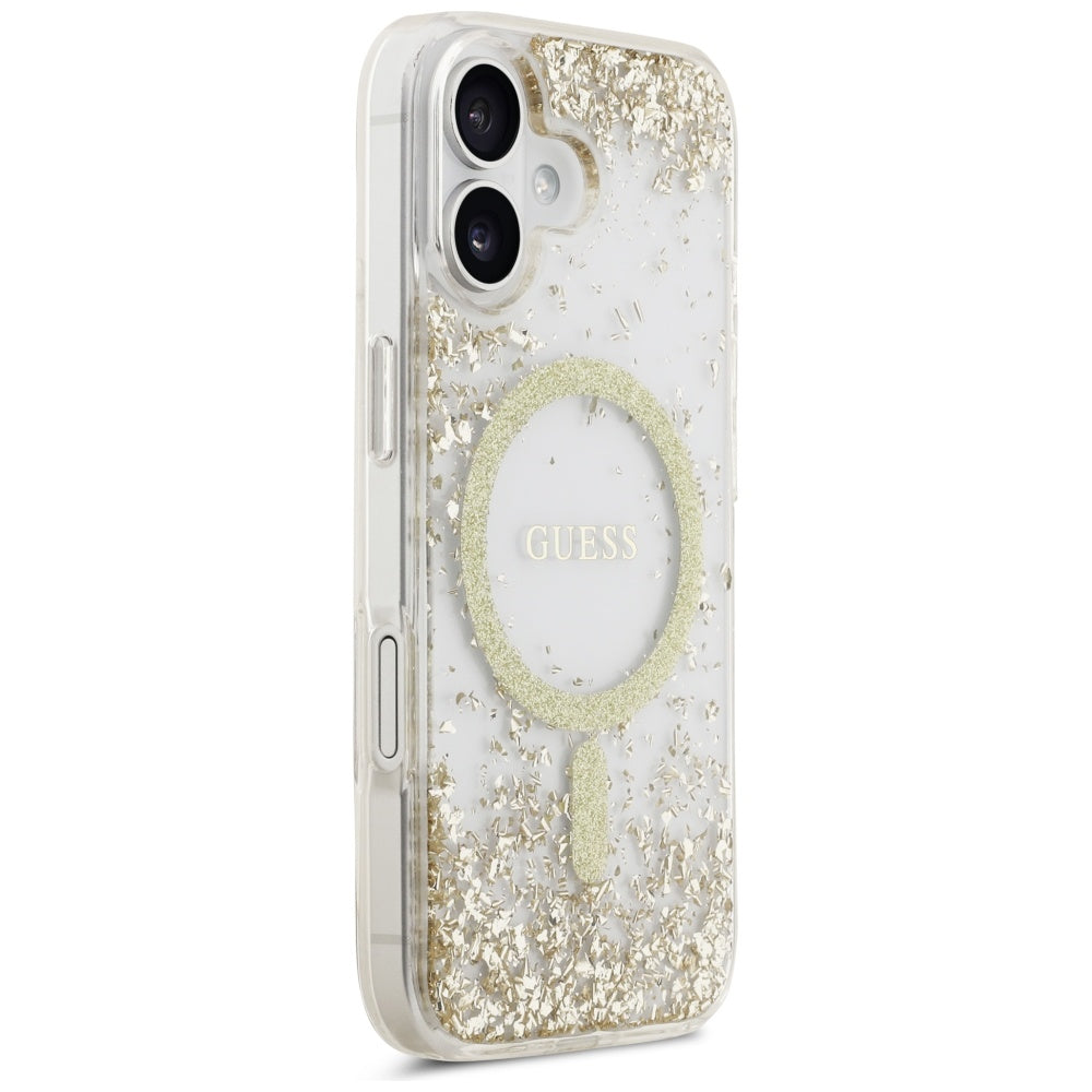 Puzdro MagSafe pre Apple iPhone 17, Guess, Resin Bottom Glitter, Zlaté
