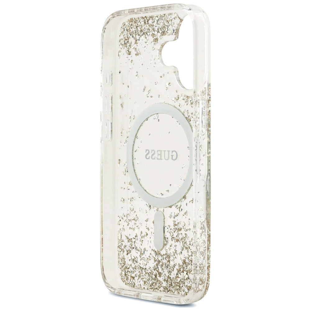 Puzdro MagSafe pre Apple iPhone 17, Guess, Resin Bottom Glitter, Zlaté