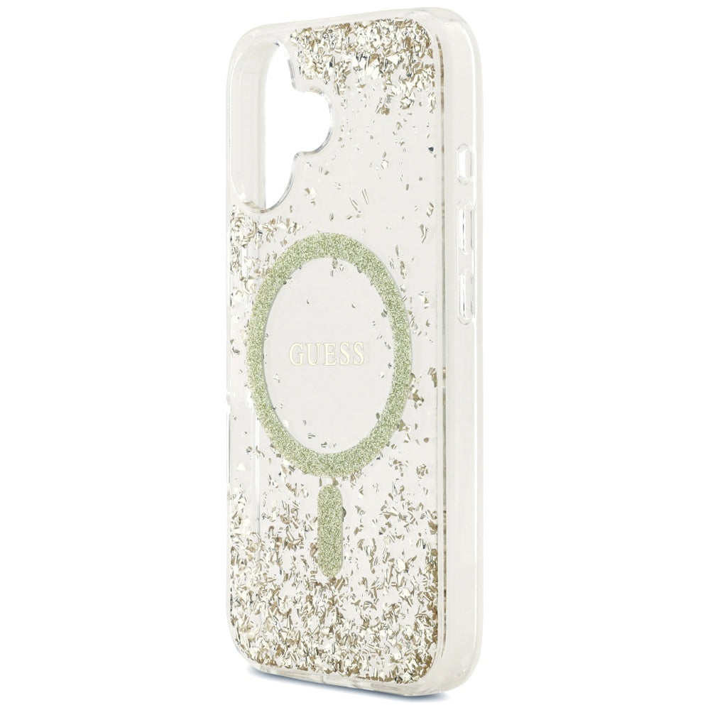 Puzdro MagSafe pre Apple iPhone 17, Guess, Resin Bottom Glitter, Zlaté