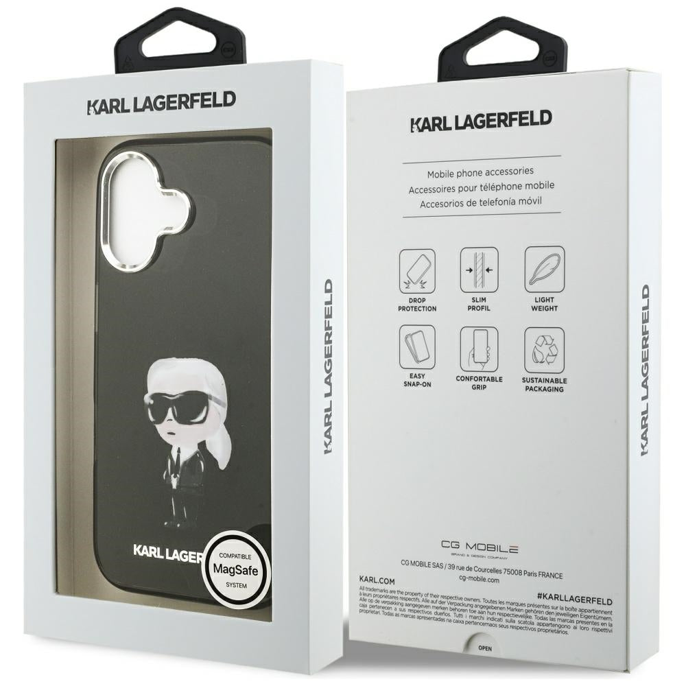 Puzdro MagSafe pre Apple iPhone 17, Karl Lagerfeld, IML Aquarelle Karl Ikonik, Čierne