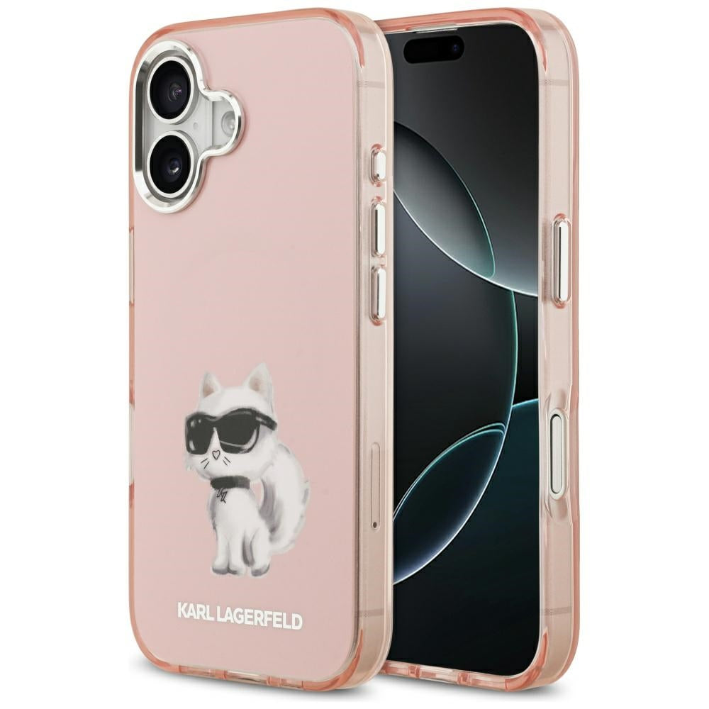 Puzdro MagSafe pre Apple iPhone 17, Karl Lagerfeld, IML Aquarelle Logo Choupette, Ružová