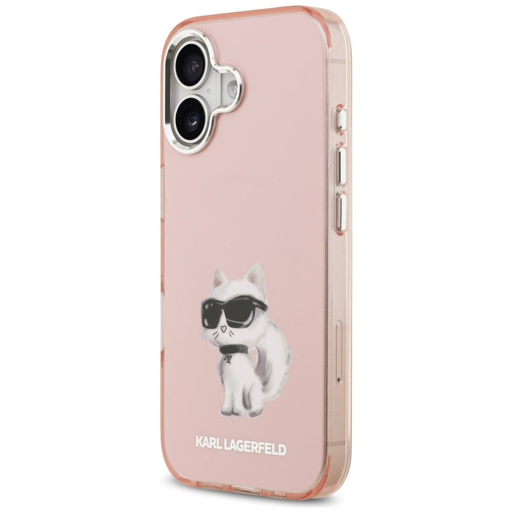 Puzdro MagSafe pre Apple iPhone 17, Karl Lagerfeld, IML Aquarelle Logo Choupette, Ružová