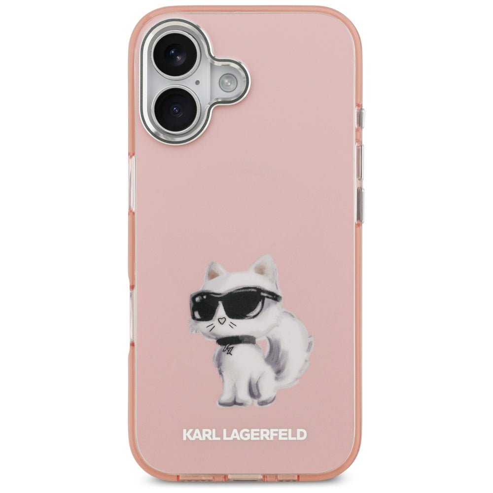 Puzdro MagSafe pre Apple iPhone 17, Karl Lagerfeld, IML Aquarelle Logo Choupette, Ružová