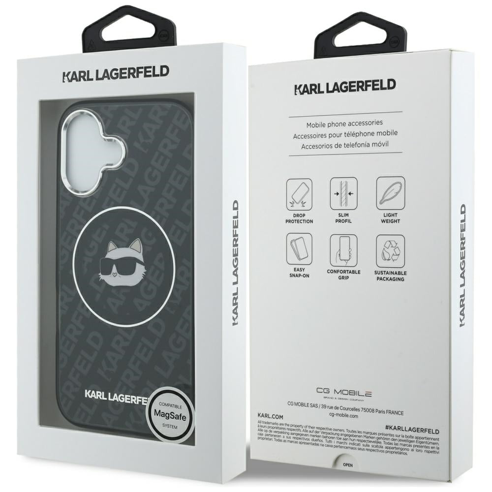 Puzdro MagSafe pre Apple iPhone 17, Karl Lagerfeld, IML Choupette`s Head, Čierne