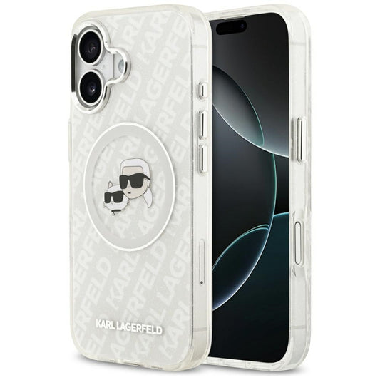 Puzdro MagSafe pre Apple iPhone 17, Karl Lagerfeld, IML Glitter Karl & Choupette`s Heads, Sivá
