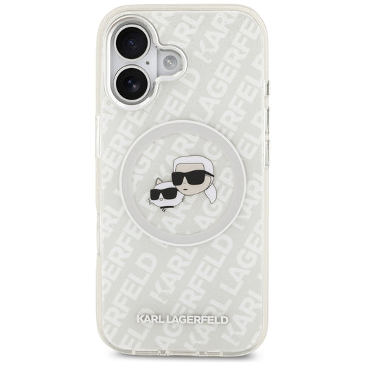 Puzdro MagSafe pre Apple iPhone 17, Karl Lagerfeld, IML Glitter Karl & Choupette`s Heads, Sivá