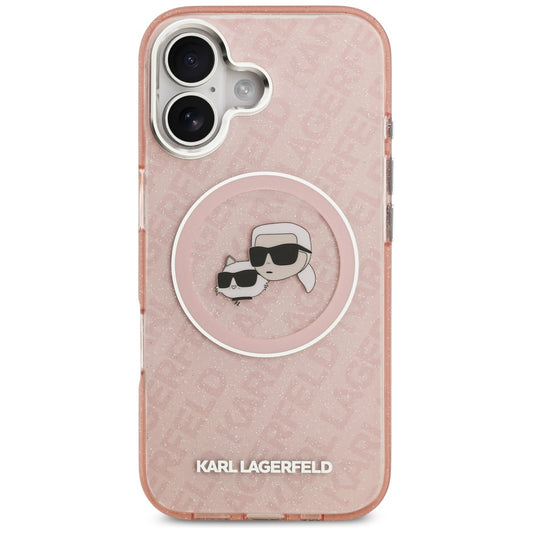 Puzdro MagSafe pre Apple iPhone 17, Karl Lagerfeld, IML Glitter Karl & Choupette`s Heads, Ružová