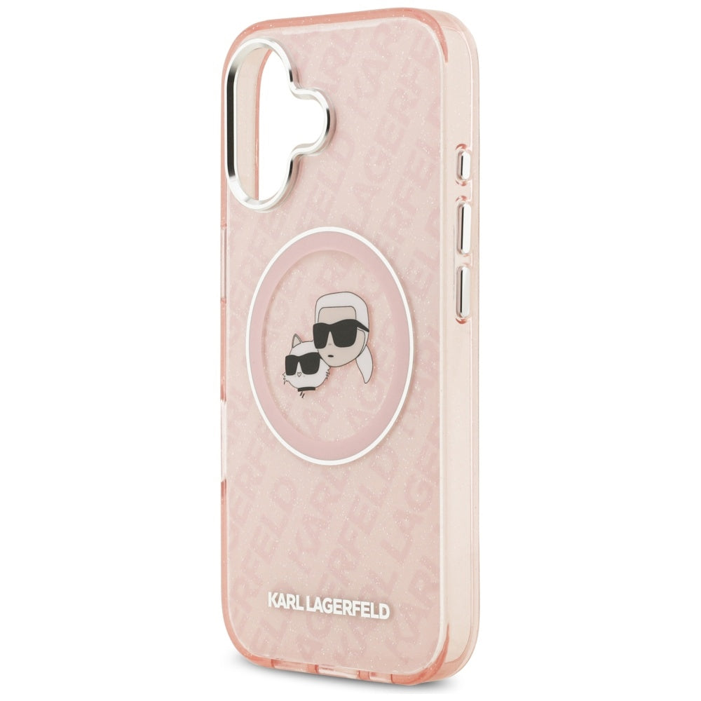 Puzdro MagSafe pre Apple iPhone 17, Karl Lagerfeld, IML Glitter Karl & Choupette`s Heads, Ružová