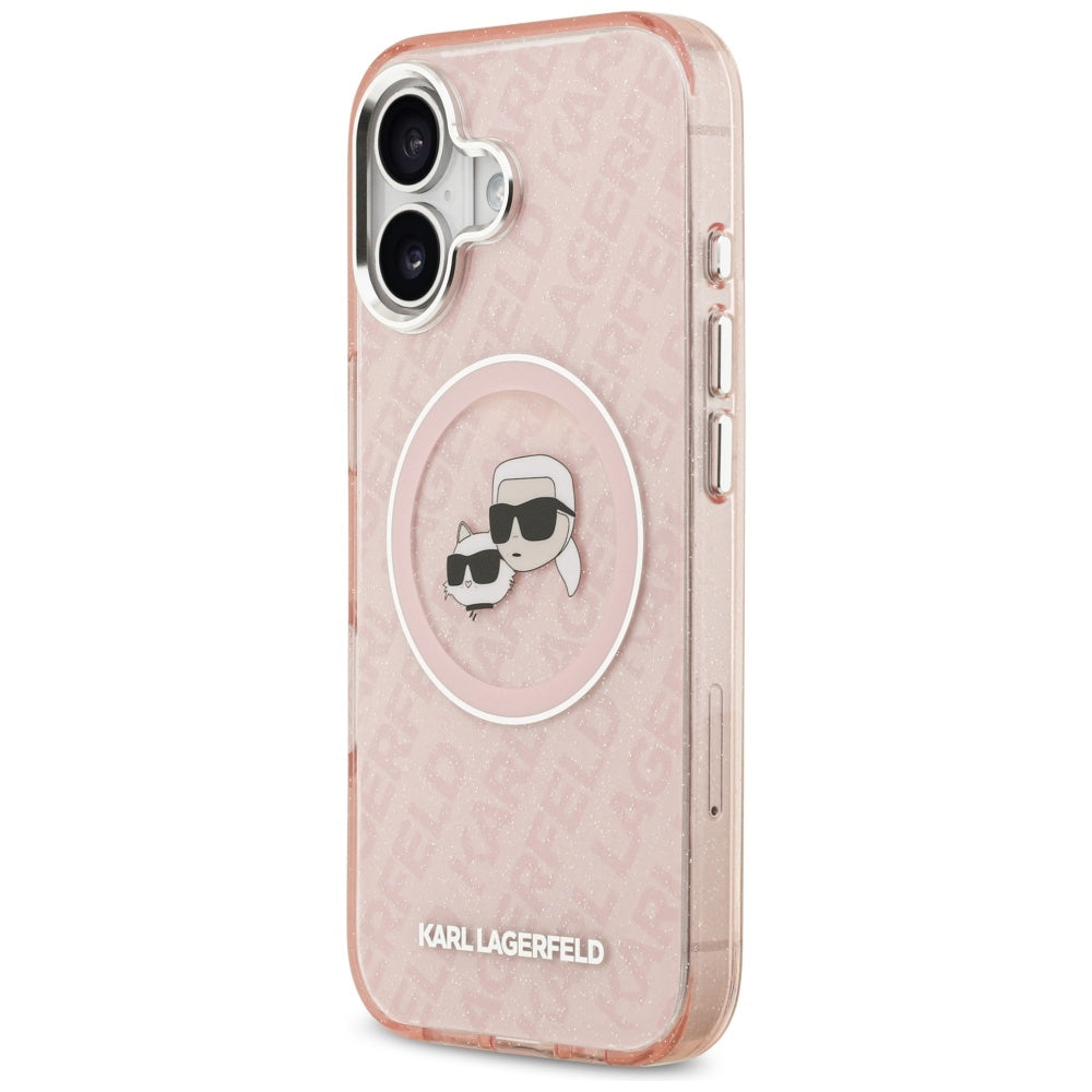 Puzdro MagSafe pre Apple iPhone 17, Karl Lagerfeld, IML Glitter Karl & Choupette`s Heads, Ružová