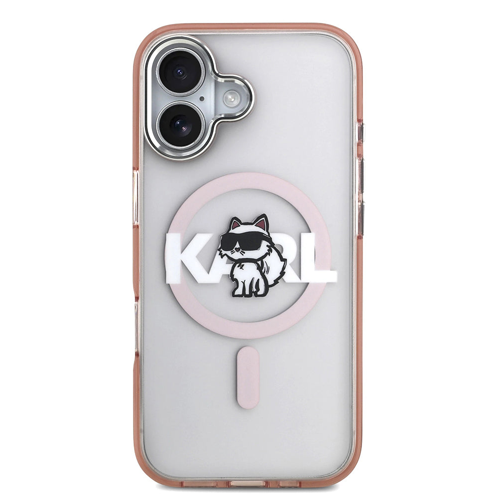 Puzdro MagSafe pre Apple iPhone 17, Karl Lagerfeld, IML Sketch Logo Choupette, Ružová