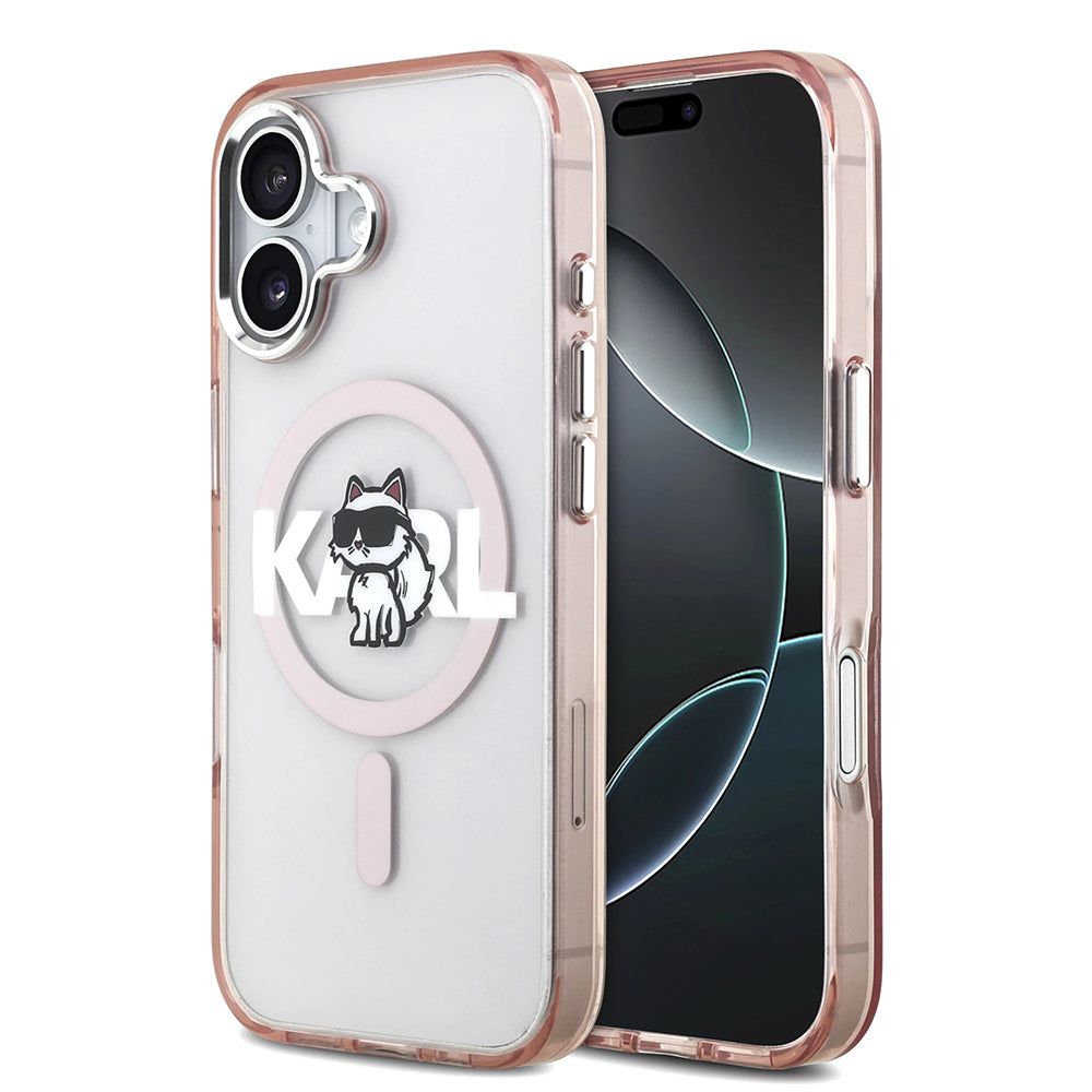 Puzdro MagSafe pre Apple iPhone 17, Karl Lagerfeld, IML Sketch Logo Choupette, Ružová